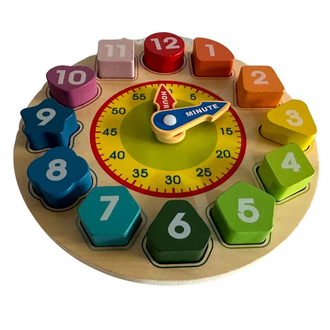 Secondful Wooden Shape Sorting Montessori Learning Clock Toy Shop