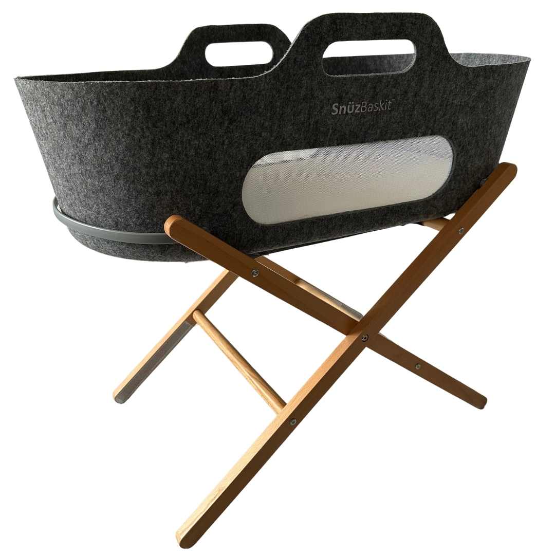 Secondful Snuz Baskit Moses Basket with Mattress & Stand Set Dark