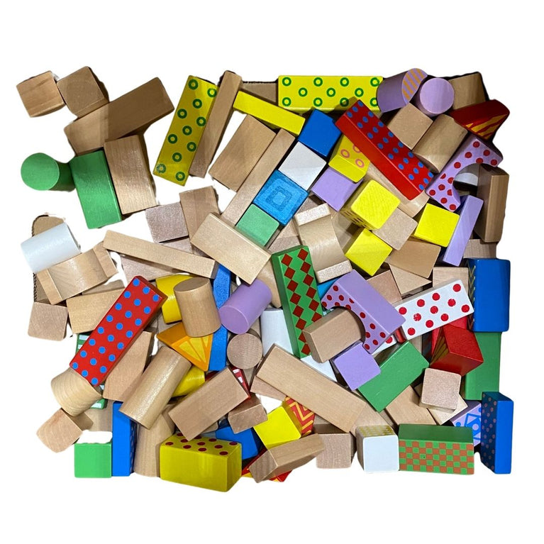 Biltema Toys Wooden Blocks Set - 100+ Pack