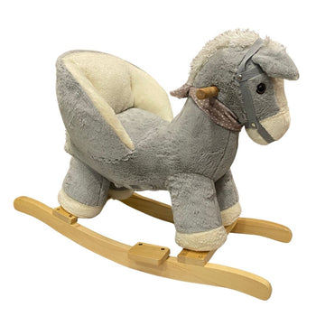 Rock My Baby Plush Stuffed Animal Wooden Rocking Pony Animal Ride On