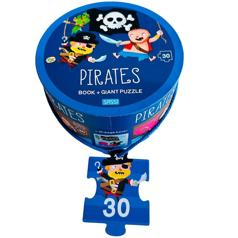 Sassi Book And Giant Puzzle Round Box - Pirates