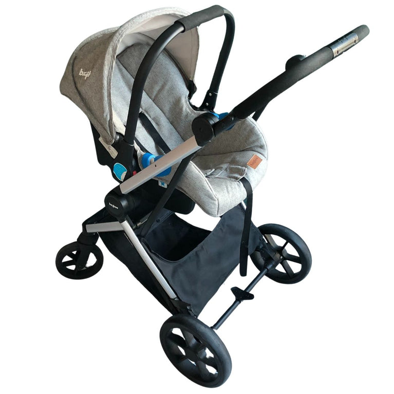 Baybee 3-in-1 Convertible Baby Pram Stroller and Car Seat Travel System - Silver Grey