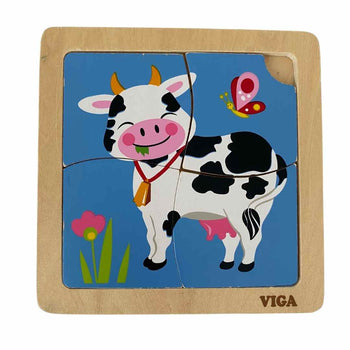 VIGA Toys Wooden Farm Animal Puzzle (4-piece)