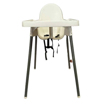 IKEA ANTILOP Highchair with Safety Belt + Tray - White & Silver