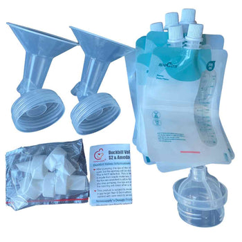 SPECTRA 9 Plus Portable Double Electric Breast Pump + 5 Duckbill Valves + Breast Milk Storage Bags