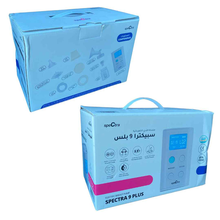 SPECTRA 9 Plus Portable Double Electric Breast Pump + 5 Duckbill Valves + Breast Milk Storage Bags