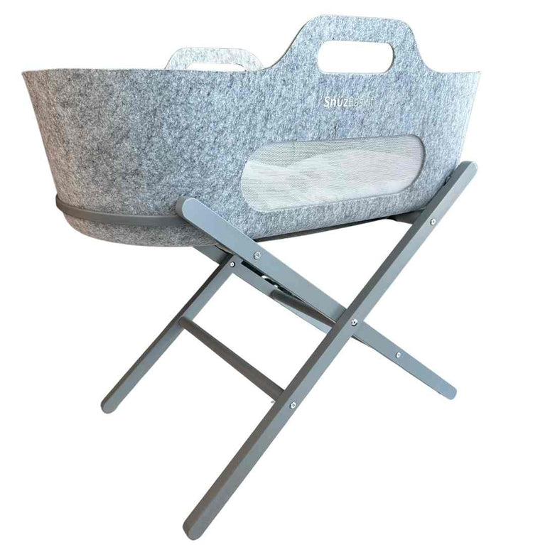 Snuz Baskit Moses Basket W/ Mattress & Stand Set - Dark Grey