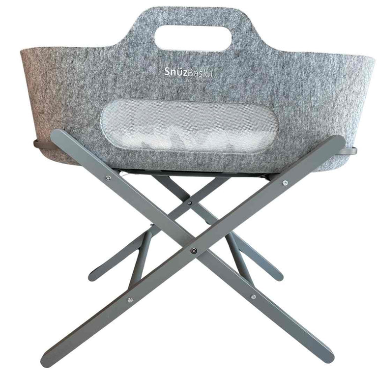 Snuz Baskit Moses Basket W/ Mattress & Stand Set - Dark Grey