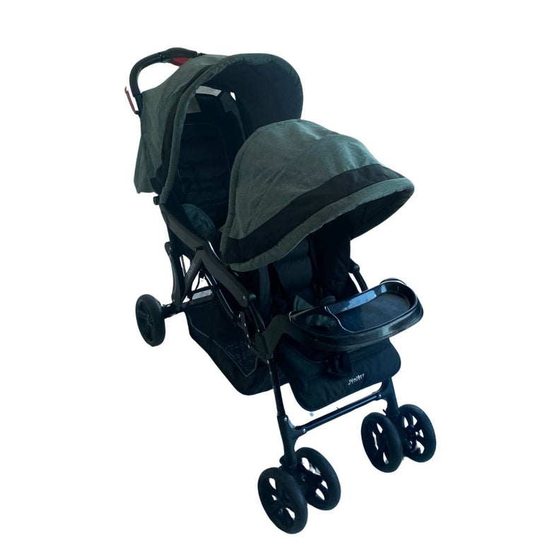 Juniors Tandem Baby Twin Stroller with Canopy - Cadet Blue