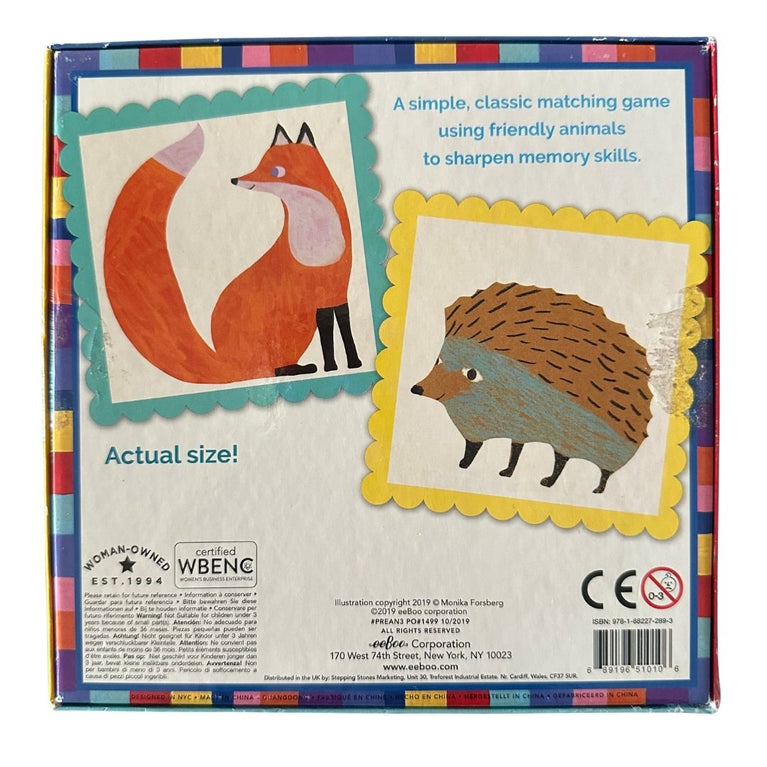 Eeboo Pre-School Animal Memory And Matching Game Brain Game