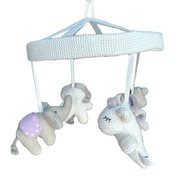 Pottery Barn Kids Knit Animal Friends Musical Baby Crib Mobile - White