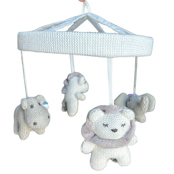 Pottery Barn Kids Knit Animal Friends Musical Baby Crib Mobile - White