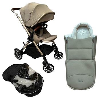 Silver Cross Dune Pushchair with Newborn Pod - Stone & Car Seat Adapters