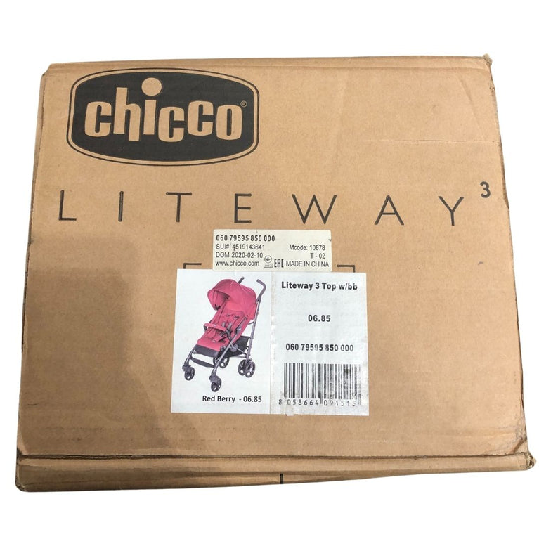 Chicco Lite Way 3 Basic Stroller With Bumper Bar - Red Berry