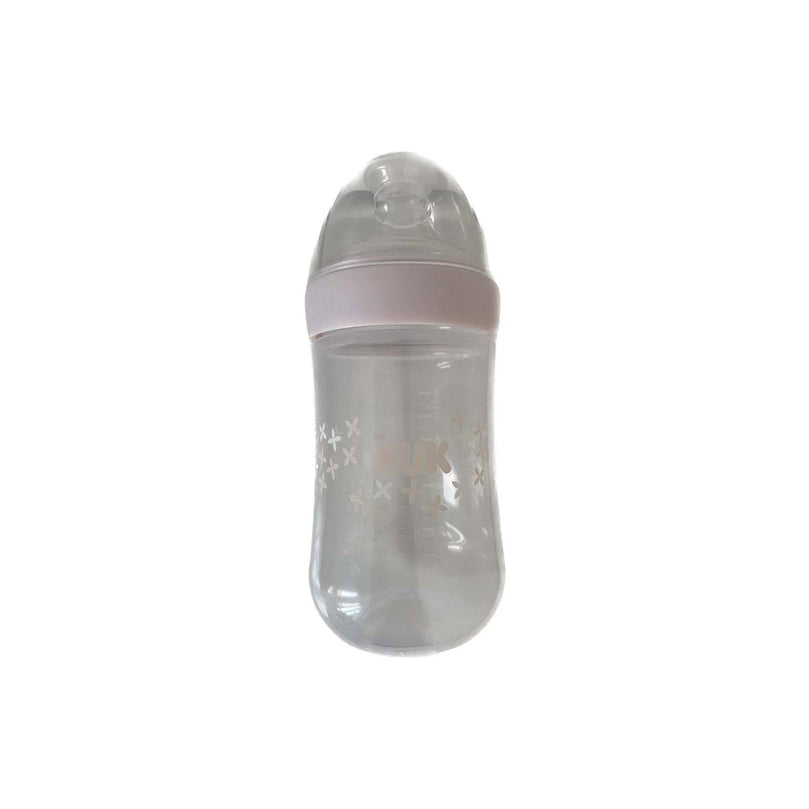 NUK-Nature-Sense-Feeding-Bottle-with-Teat-260ml-Pink-Image 1