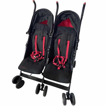 Maclaren-T-01-Twin-Stroller-Black-Redstone-1