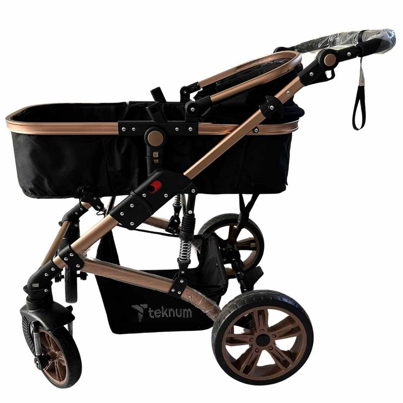 Teknum-3-in-1-Pram-Stroller-+-Bassinet-+-Infant-Car-Seat-Black-14