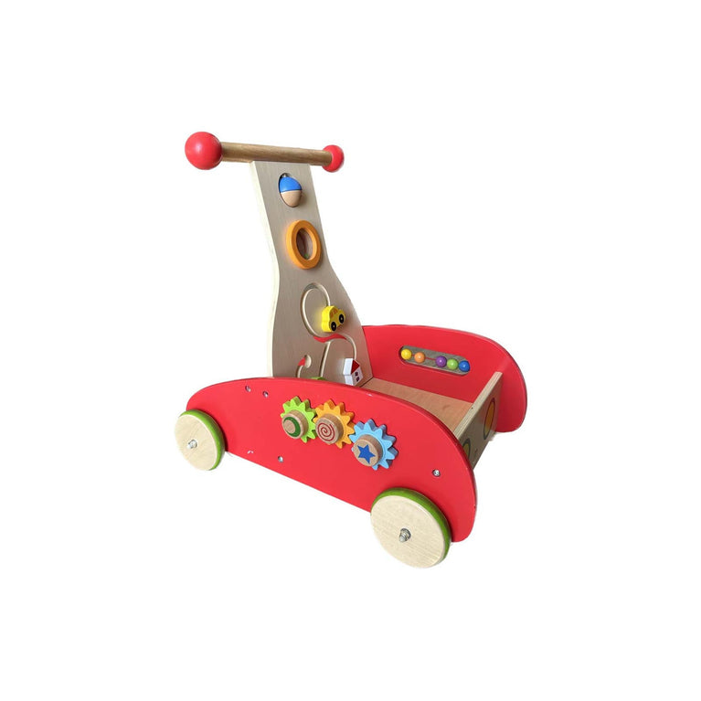 Hape-Wonder-Walker-Push-And-Pull-Toy-Red-Cream-Image 1