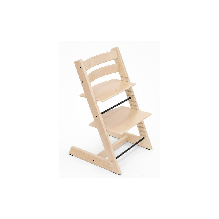 Stokke-Tripp-Trapp-High-Chair-(Natural)-with-White-Tray,-White-Baby-Set,-Beige-Harness-Image 1