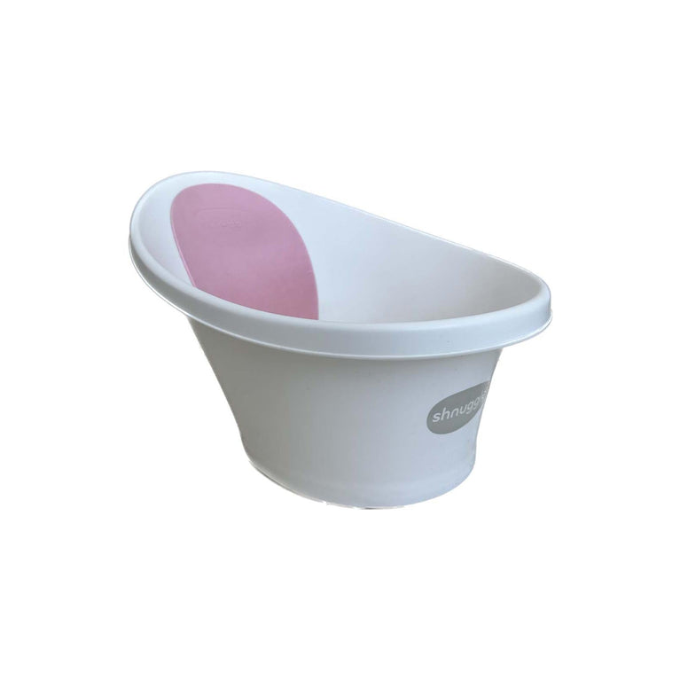 Shnuggle-Baby-Bath-Tub-with-Foam-Back-Rest-Foldable-Stand-White-with-Pink-Image 4