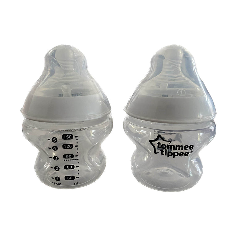 Tommee-Tippee-Closer-To-Nature-Newborn-Feeding-Bottle-Clear-150ml-Pack-of-2-Image 1